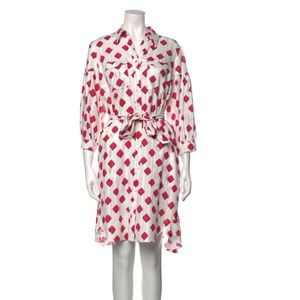DIANE VON FURSTENBERG Paige Tie Waist Shirtdress Size 10